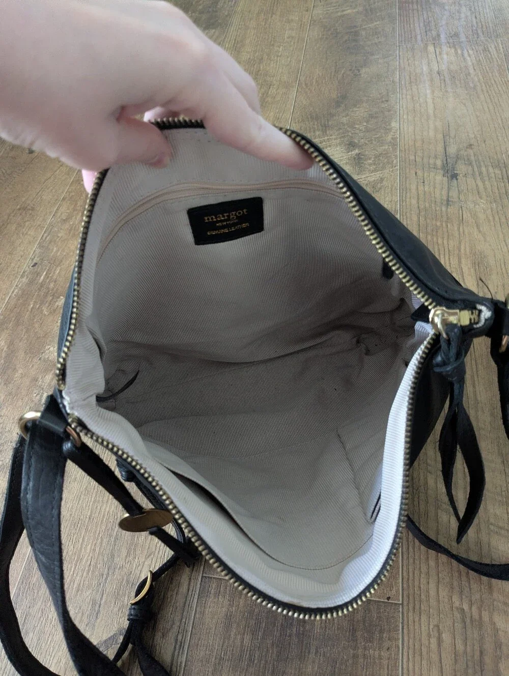 Margot Black Leather Crossbody Bag